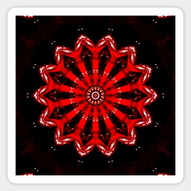 Ominous Red Kaleidoscope pattern (Seamless) 17 Sticker by Swabcraft